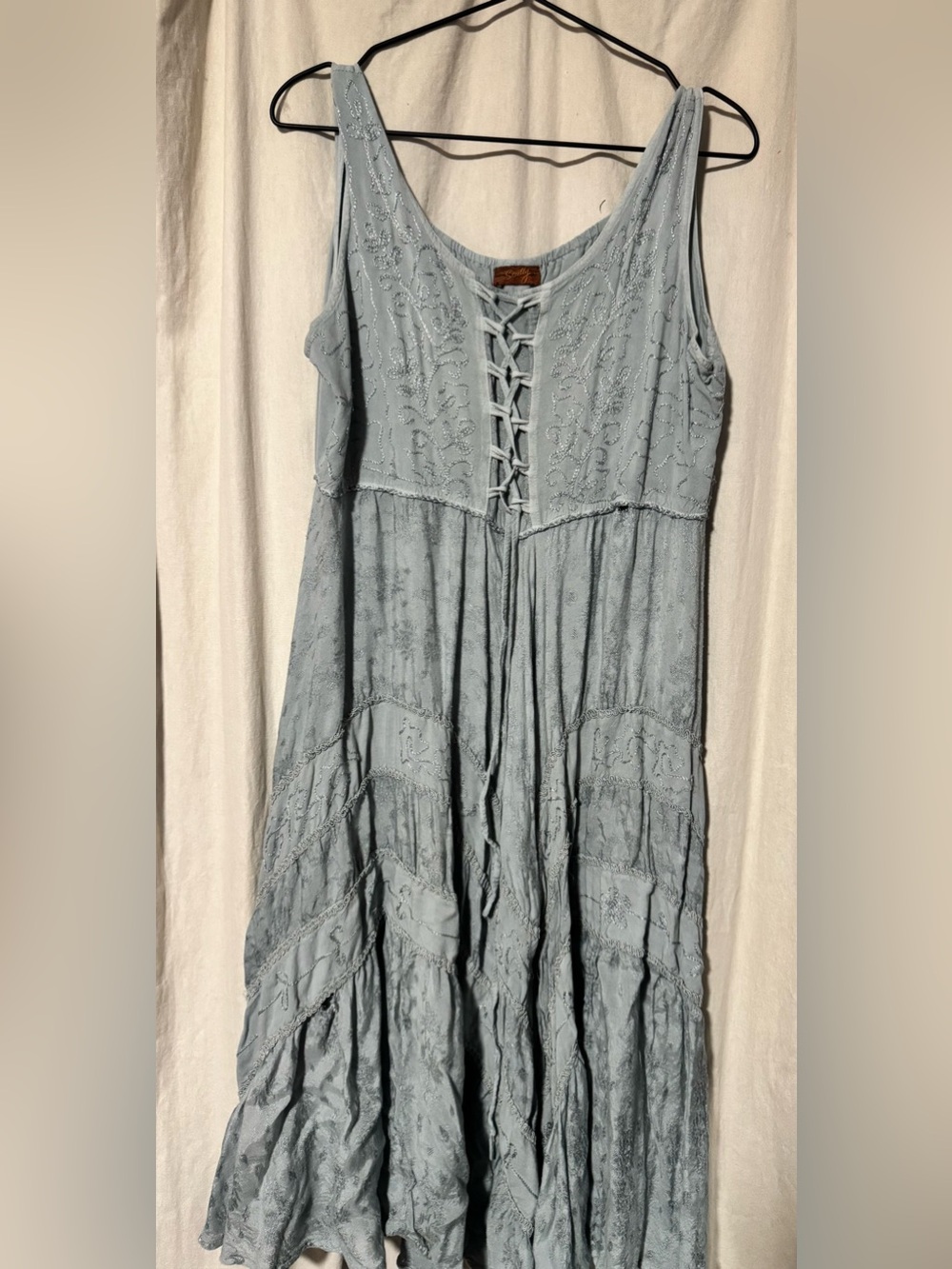 2 dress bundle!!! Scully Sleeveless Lace-Up Midi Dress Dusty Blue+Brown - Picture 2 of 4